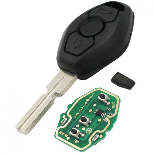 Keyless Entry Remote Key Fob 315/433MHZ ID44 Chip Uncut Blade HU58 For BMW EWS