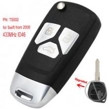 Upgraded Flip Remote Key Fob ASK 433.92MHz ID46 for Suzuki Swift SX4 from 2008 to New PN:TS002