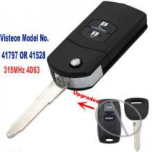 Upgraded Flip Remote Car Key Fob 2 Button 315MHz 4D63 for Mazda Visteon Model No.41797 OR 41528