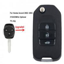 Upgraded Flip Remote Car Key Fob 3 Button 315mhz or 433MHz T5 for Honda Accord 2002-2003