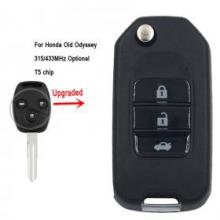 Upgraded Flip Remote Car Key Fob 3 Button 315mhz or 433MHz T5 for Honda Old Odyssey Before 2004