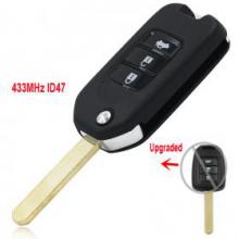 Upgraded Foding Remote Key Fob 3B 433MHz ID47 for Honda CRV XRV Fit Civic City B-RV Accord