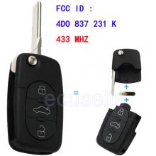 Replacement Remote key Keyless Entry Fob 3 Button 433MHZ 4D0 837 231 K 4D0837231K For A6 TT Old Models WIth ID48 Chip