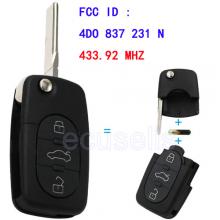 Folding Remote Key 3 Button For Audi 433.92Mhz With ID48 Chip 4D0 837 231 N