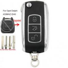 Upgraded 2 Button 433MHz ID40 Car Key Updated Flip Remote Key Fob Opel Delphi