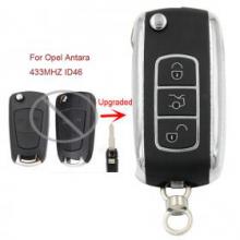 Upgraded Flip Remote Car Key Fob 2/ 3 Button Optional 433MHz ID46 for Opel Antara Uncut HU46 Blade