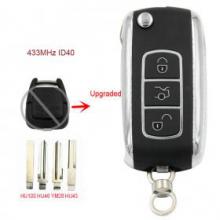 Upgraded Flip Remote Car Key Fob 3 Button 433MHz ID40 for Opel Vectra B 1995-2002 / Omega 2003