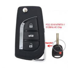 3 Button Upgraded Flip Remote Car Key Fob 312MHz With 4C Chip for Lexus RX300 1999-2003 FCC ID: N14TMTX-1