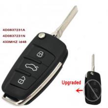 Upgraded Flip Remote Key Fob 433MHz ID48 for Audi TT RS4 A3 A4 A6 A8 P/N: 4D0837231A / 4D0837231N