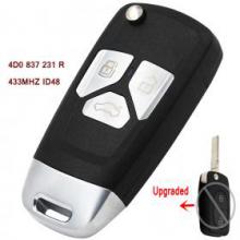 Upgraded Flip Remote key Fob 433MHz ID48 for Audi A3 A4 A6 Quattro 4D0 837 231 R