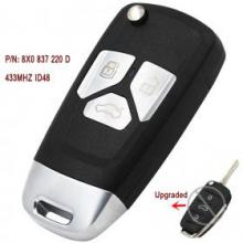 Upgraded Flip Remote key Fob for Audi A1 TT R8 Q3 2009-2014 433MHZ ID48 P/N: 8X0 837 220 D