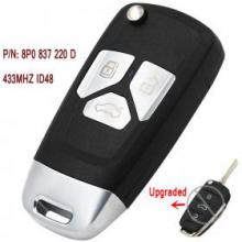 Upgraded Flip Remote key 433MHz ID48 Fob for Audi A3 S3 RS3 TT TTS TTRS P/N: 8P0 837 220 D