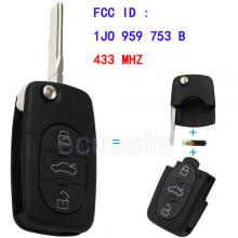 Folding Remote Key 3 Button 433 MHz For Volkswagen 1J0 959 753 B With ID48 Chip
