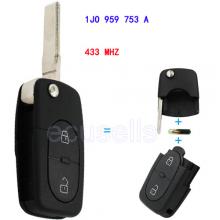 Folding Remote Key 2 Button 433MHz For Volkswagen 1J0 959 753 A With ID48 Chip