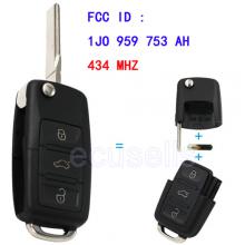 Folding Remote Key 3 Button 434MHz For Volkswagen 1J0 959 753 AH With ID48 Chip