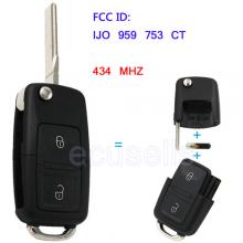 Folding Remote Key 2 Button 434MHz For Volkswagen 1J0 959 753 CT With ID48 Chip