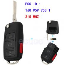 Folding Remote Key 3+1 Button 315MHz For Volkswagen 1J0 959 753 T With ID48 Chip
