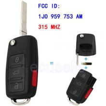 Folding Remote Key 3+1 Button 315MHz For Volkswagen 1J0 959 753 AM With ID48 Chip