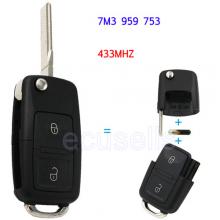 Flip Remote Key 2 Buttons With ID48 Chip 7M3 959 753 433MHz for Some Sharan Model (2004+)