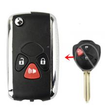 Luxury Modified Flip Remote Key Shell Fob 3 Button for Toyota Yaris Scion TC Hilux 4Runner TOY43 blade