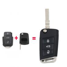 Modified to Golf 7 Stylish Remote Car Key Shell Fob for Volkswagen Seat Skoda
