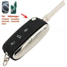 Bentley Style Silver Side Modified Flip Remote Key Shell 3 Button for VW Phaeton Touareg Golf