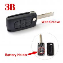 3 Buttons Remote Key Shell (Blade with Groove) for Citroen (with Battery Holder & Lights key)