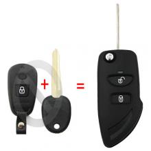 Folding Remote Key Shell 2 Button For Hyundai HAWTAI Santa Fe With Battery Holder