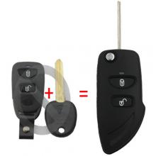 Folding Remote Key Shell 2 Button For Hyundai Santa Fe With Battery Holder
