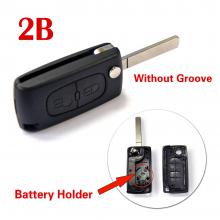 2 Buttons Remote Shell (Blade No Groove) for Peugeot (with Battery Holder)