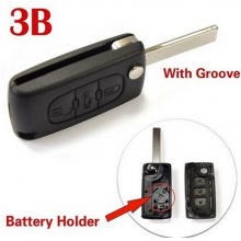 3 Buttons Remote Shell Blade with Groove for Peugeot (with battery holder)