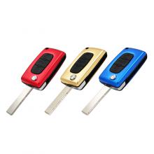 Metal Style 3 buttons for PEUGEOT 207 307 407 408 folding FLIP REMOTE KEY FOB CASE shell Blue color blade with groove