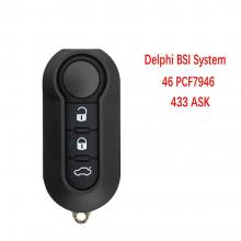 3 Button Remote Flip Car Key ASK 433Mhz For Fiat 500 Grande Punto Doblo Qubo 2006 2007 2013 Delphi BSI System with PCF7946 Chip