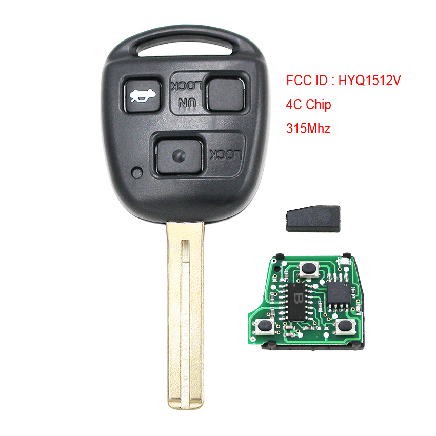 Remote Car Key Fob for Lexus 2001-2005 GS430 IS300 1998-2000 LS400 315mhz 4C Chip FCC : HYQ1512V