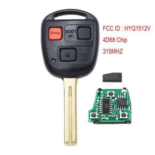 New Replacement Keyless Entry Remote Key for Lexus GX470 LX470 HYQ1512V 4D68 Chip 315MHZ- Short Blade