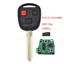 3+1 Button ASK 315MHz Remote Key 4D67 CHIP for Toyota 2003-2009 FCC ID: HYQ12BBT TOY43