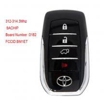 3+1 Buttons Smart Keyless Remote Car Key For Toyota Fortuner 312-314.3Mhz 8A Chip FCC ID:BM1ET 0182 Board