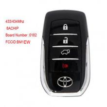 3+1 Buttons Smart Keyless Remote Car Key For Toyota Fortuner 433Mhz 8A Chip FCC ID:BM1EW 0182 Board
