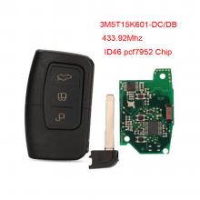 Smart Remote Key for Ford C-Max Focus MK2 Kuga Mondeo Galaxy Fob Keyless Go 433.92Mhz ID46 PCF7952​ Chip 3M5T15K601-DC/DB HU101 Blade