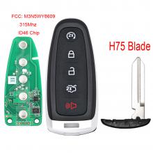 Smart Remote Start Smart Prox Key Fob Transmitter for Ford 5 Button 315MHz ID46 Chip FCC: M3N5WY8609 with H75 small key