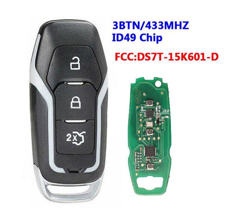 3 buttons Smart Remote Car Key 433MHz for Ford Mondeo Edge S-Max Galaxy 2014-2018 with HITAG PRO ID49 chip FCC: DS7T-15K601-D