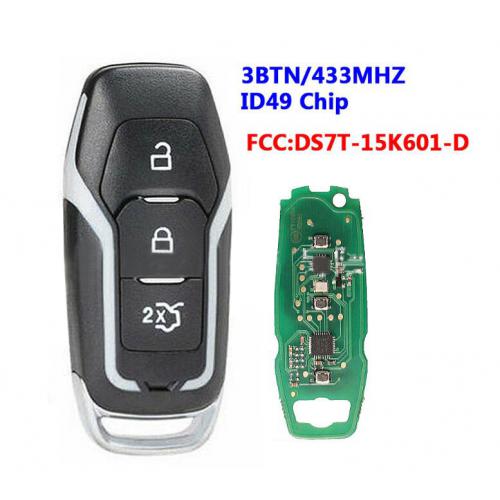 3 buttons Smart Remote Car Key 433MHz for Ford Mondeo Edge S-Max Galaxy 2014-2018 with HITAG PRO ID49 chip FCC: DS7T-15K601-D