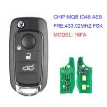 Remote Car Key Fob 3 Buttons 433.92Mhz With Megamos AES ID48 Chip For Fiat 500X Egea Tipo 2016 2017 2018