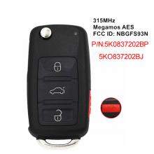 Smart Keyless Remote Key Fob NBGFS93N for Volkswagen Jetta Passat 2012-2019 315MHz 5K0837202BP 5K0 837 202 BP ID48 Chip ​