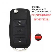 Smart Keyless Remote Key Fob NBGFS93N for Volkswagen Jetta Passat 2012-2019 315MHz 5K0837202BP 5K0837202BJ MQB AES 48 chip