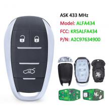 Smart Remote Car Key Fob 433MHz ASK 4A for Alfa Romeo Giulia Stelvio 2015 2016 2017 2018 2019 2020 A2C97634900 KR5ALFA434