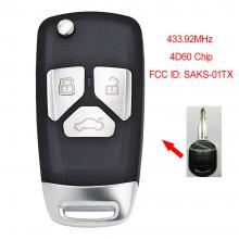 Upgraded Remote Key Fob 433.92MHz 4D60 Chip for Chevrolet Optra Lacetti FCC ID: SAKS-01TX