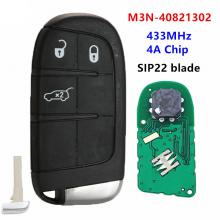 Replacement Keyless Remote Smart Proximity Key 3-Button 433MHz 4A Chip for Fiat 500 500L 500X 2016-2019 SIP22 M3N-40821302