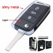 3 Button Flip Folding Replacement Metal Side Cover Case Fob Modified Auto Car Key Shell for VW Golf 7 MK7 Skoda Seat