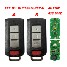 For Mitsubishi Lancer Outlander Galant RVR Pajero Shogun Montero Sport FCC ID : OUC644M-KEY-N ID46 433Mhz